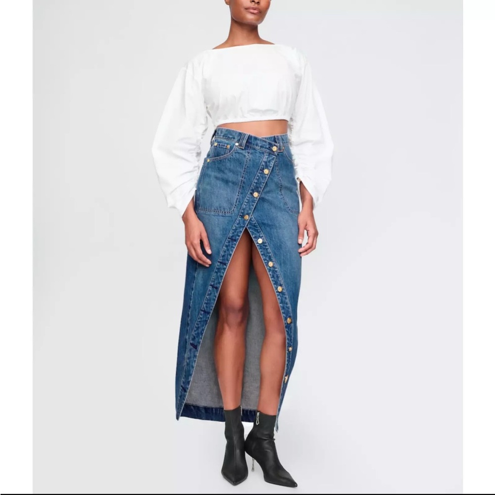 Gap × Cult Gaia Asymmetrical Denim Maxi Skirt.